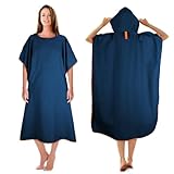 KUOGAS Badeponcho Damen & Herren,Mikrofaser-Surf Poncho, Badeponcho Handtuch, aus Mikrofaser auch als Umkleidehilfe Strand (Dunkelblau,M)