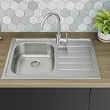 Premium Edelstahl Einbauspüle – Moderne, langlebige & pflegeleichte Küchenspüle mit satinierter Oberfläche & Siphon-Set, ideal für Küche, Gewerbe & Gastronomie (60x50x15)