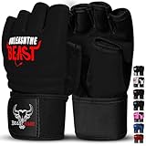 BEAST RAGE MMA Boxhandschuhe Karate Mitts Handschuhe für Männer und Frauen, Punch Bag Taekwondo Half Finger Kickboxing Sparring Martial Arts Boxing Training Gloves