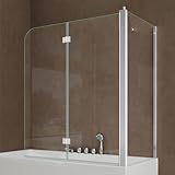 doporro Duschwand für Badewanne 70x120x140cm Badewannenaufsatz Duschabtrennung 6mm ESG-Sicherheitsglas inkl. NANO-Beschichtung Badewannenfaltwand Wandanschlag links/rechts Cortona113