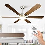 Airwit 132cm Groß Deckenventilator mit Beleuchtung Doppelseitige Flügeln, Leise Deckenventilator mit Fernbedienung und Umkehrbar DC Motor für Schlafzimmer Wohnzimmer