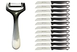 SMI 12-tlg Schälmesser Set Solingen Obstmesser Gemüsemesser mit 1 Sparschäler Kartoffelschäler, Schwarz-Weiß - Made in Germany
