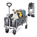 Bonnlo Bollerwagen Faltbar, 100 kg Tragkraft, 600D Oxford-Stoff, Handwagen, Transportwagen Klappbar, Gartenwagen für Camping, Einkäufe, Outdoor & Freizeit, Stahlrahmen, 74,5×45,5×84cm, Grau