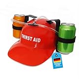 GOODS+GADGETS Party Trinkhelm für Erwachsene; Bier-Helm mit Dosenhalterung; JGA Saufhelm & Getränkehalter Partyhelm; Bauarbeiter-Helm Partyzubehör (Trinkhelm)