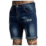 Duohropke Jeans Shorts Herren Kurze Denim Hose Sommer Bermuda Stretch Sweathose Männer Vogue Mode Hot Mens Ripped Kurz Jeanshose Loch Bermuda Casual Shorts