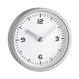 TFA Dostmann 60.3012 Quarz Wanduhr 160 mm x 45 mm Silber Badezimmer-/Feuchtraum geeignet