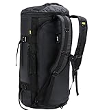 MIER Reisetasche große Sporttasche wasserdicht Sportrucksack mit Schuhfach umwandelbar in Rucksack, Schwarz, 60L