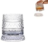 360°-Drehung Whiskyglas, Lustige Whiskeygläser mit Drehfuß aus Edelstahl, Whisky Gläser, Whisky Glas, Whiskey Gläser, Nosing Tumbler, Cocktailbecher, für Whiskey, Scotch, Bier, Wein, Spirituosen (1)