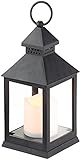 Lunartec Grablaterne: Laterne mit flackernder LED-Kerze und Timer, Batteriebetrieb, schwarz (LED Grablaterne mit Timer, mit Licht, Tischlampe Batterie)