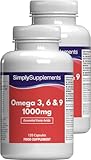 Omega 3, 6 & 9 1000mg - 240 Kapseln - Versorgung für bis zu 80 Tage - Simply Supplements