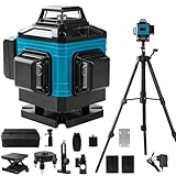 Candeon Kreuzlinienlaser Grün mit Stativ, 16 Linien Laser Wasserwaage Nivellierlaser, selbstnivellierend linienlaser kreuzlaser Vertikale/Horizontale Baulaser mit 2 x Batterie Für Baustellen