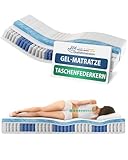 AM Qualitätsmatratzen - Gelschaum-Matratze 90x200cm H3 - Taschenfederkernmatratze Gelschaum 90 x 200 - Matratze mit integrierter 6cm Gelschaum-Auflage - 24cm Höhe - Made in Germany