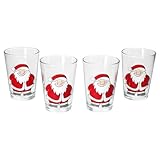 Ritzenhoff & Breker Santa Winter 4er Set Glühweingläser I 240ml, H 11cm I Tee-Glas mit Weihnachtsmann-Dekor in Rot & Weiß I Weihnachtsglas für Kaffee, Eierlikör & Co an Nikolaus & zum Advent