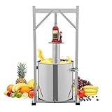 DGJMuu 36 Liter Frucht-Wein-Saftpresse, Edelstahl-Hydraulik-Entsafter, Edelstahl-Frucht-Wein-Saftpresse, Rahmen, Hydraulikzylinder, Trommel für Zuhause, Hotels, Brauereien, Kneipen, Keller und Mehr