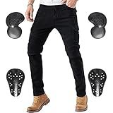 CTBQiTom Morradhose Herren Motorrad Hosen Motorrad Jeans Motorradhose Jeans Gepanzert mit CE Rüstung,Schwarz 34W/30L