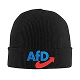 Generisch AFD Wintermütze, Schwarz Blau Rot Grau, Gestrickte Beanie-Mütze mit Logo (Schwarz)