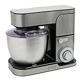 TZS First Austria Profi Küchenmaschine 1300 W, 5 L Behälter, 6 Geschwindigkeiten, Knetmaschine, Küchenmaschine mit Knetfunktion, Standmixer, Edelstahl