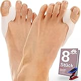 Valgofit® 8x Zehenspreizer aus transparentem Silikon – Hallux Valgus Korrektur für optimale Zehenausrichtung – Ballenzehen-Schutz inkl. Trainingsband & eBook
