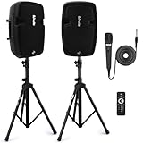 Pyle Subwoofer Aktiv + Passive Subwoofer Set – Bassbox Bestehend aus Aktive Lautsprecher + Subwoofer Passiv 700 Watt, Bluetooth Subwoofer Set mit Aktiv Lautsprecher, Mikrofon, Ständer & Fernbedienung