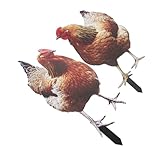 Milisten 2 Stücke Hühnergartendekoration Küken Gartenhuhn Hühnerstall-Schild Hinterhof Hühner im Freien Tierkreiszeichen Garden Decor rasenkante Gartenzubehör dekorativer Hühnerstab Acryl