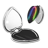 DWVTFSM Rainbow Neon Kompaktspiegel, kleiner Reise-Make-up-Spiegel, 2-fache, 1-fache Vergrößerung, tragbarer Klappspiegel, leicht, Metall, Kosmetik-Taschenspiegel für Frauen, Geschenke