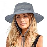 Durio Sonnenhut Damen und Herren - Outdoor Sommer Wanderhut UPF 50+ UV-Schutz Bucket Cap mit Kinnriemen Fischerhut Safarihut Faltbar Mesh Breite Krempe Campinghut