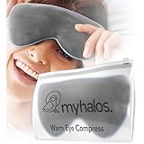 MyHalos Augenmaske bei Trockenen Augen - Wärmebrille Augen - Mikrowellenaktivierung - Augenmaske wärmend gegen Lidrandentzündung, Gerstenkorn und MGT - Inkl. Verstellbarem Halteband und Transporthülle