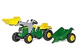 Rolly Toys toys rollyKid John Deere Kinder Trettraktor mit Frontlader und Anhänger 023110 grün