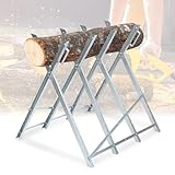 Jaxguom Sägebock Klappbar aus Holzbock, Verzinkt Holzsägebock mit 3 Haltern und Zahnung,für Brennholz und Kettensägen, Tragfähigkeit bis 150 kg