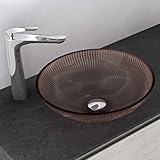 Mai & Mai Waschbecken Glas Aufsatzwaschbecken Glaswaschbecken Handwaschbecken Rund Waschschale BxTxH 40x40x12 cm Kaffee Minerva06