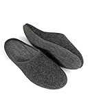 Pantoffelmann Filzpantoffeln mit Filzsohle I Dunkelgrau I Größe 43 I Atmungsaktive & bequeme Filzhausschuhe für Damen & Herren I Stilvolle & warme Hausschuhe