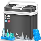 KESSER® 24 Liter Kühlbox | KÜHLT und WÄRMT | Thermo-Elektrische Kühlbox | inklusive 2x Kühlakku & Getränkehalter | 12 Volt und 230 Volt | Mini-Kühlschrank | für Auto und Camping | EEK E | Anthrazit