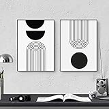 Sarah Duke 2er Abstrakt Poster Set Wandbilder Bilder Schwarz Weiß Bilder Set Moderne Leinwand Wohnzimmer Kunst Linie Wandposter OHNE Rahmen Schlafzimmer Decor (50x70 cm)