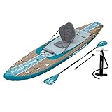 Bestway Hydro Force SUP Allround Board-Set Oceana Compactair, 305 x 84 x 15 cm, bis 130 kg, FortiFiber-Material, integrierte Elektropumpe, Anti-Rutsch-Belag, Paddel, Finne, Rucksack