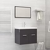ZEYUAN Badmöbel-Set, Badezimmermöbel, Unterschrank Badezimmer, Waschtischunterschrank, Bad Möbel, Badezimmerschrank, Hochglanz-Grau Holzwerkstoff