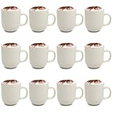 com-four® 12x Kaffeetasse XL - Kaffeebecher groß, im zeitlosen Design - 500 ml Kaffeepott - Jumbotasse mit Henkel für Heißgetränke, Kakao, Tee, Glühwein - spülmaschinengeeignet (12x - beige/rosé)