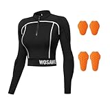 WOSAWE Damen Motorradhemd Schlanke Motorradjacke Schutzausrüstung mit CE-zertifizierten Protektoren (Schwarz, XL)