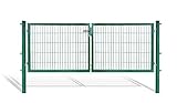 Doppelflügeltore für Stabmattenzaun, grün oder anthrazit, verschiedene Höhen wählbar - inklusive Pfosten und passenden Anschlussstücken (Doppeltor H 100 x B 300 cm, grün)