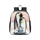 Kcldeci Kinder-Rucksack, Familie, Pinguine, Vater, Mutter, Baby, Schule, Grundschule, Büchertasche, Rucksäcke für Jungen und Mädchen, mehrfarbig, 11x14x1 in