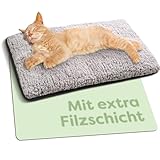 Knupis Selbstheizende Decke für Hunde & Katzen Grau 60x45cm - Weich & kuschelige Katzendecke - Geräuschdämpfung - Waschbarer Bezug - Mit Rutschfester Unterseite