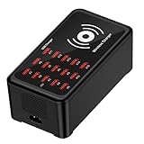 Ladestation mit mehreren USB-Anschlüssen, Ladestation für Kopfhörer, intelligente kabellose Ladestation mit 15 Anschlüssen, 100 W, für Laptop, Kopfhörer