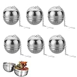 Teeei Für Losen Tee, 6 Stück Teesieb, Teeei Edelstahl, Teekugel Mit Feinen Sieben, Ideal Für Teekannen Und Tassen, 4.5 x 4 cm ﻿