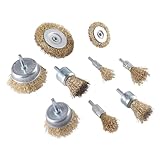 SUKITMISO 9-teiliges rahtbürste Bohrmaschine Set, Messingbeschichtete Drahtbürsten & Topfbürsten-Set, für Bohrmaschine Polier Schleifen Entrosten Entgraten, 6 mm (1/4) Schaftbohrer