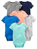 Simple Joys by Carter's Baby Jungen Kurzärmeliger Body, 6er-Pack, Blau/Orange/Minzgrün, 0 Monate