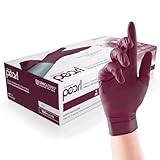 UNIGLOVES Burgundy Pearl Nitril-Untersuchungshandschuhe - vielseitig einsetzbar, puderfreie und latexfreie Einweghandschuhe - Box mit 100 Handschuhen, Burgunderrot, Extra groß (GP0125)