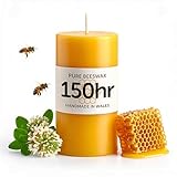 Stumpenkerze aus reinem Bienenwachs, 150 Stunden, handgefertigt in Wales, natürliche Bienenwachskerzen für Heimdekoration, perfekt für Entspannung und Ambiente