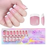 Weiche Gel Nagelspitzen French Tip Zum Aufpressen Der Nägel 14 Größen 3-in-1-Beschichtung Der Spitzen Mit Vorab Aufgetragener Spitzengrundierung Und Unterlackabdeckung