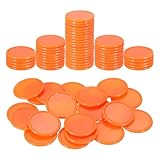 sourcing map 100 Stück 2,5 cm Kunststoff-Poker-Chips, Mini-Bingo-Chips, Lernzähler, Zähler, Scheiben, Marker, undurchsichtig, Spielsteine für Spiele, Mathematikzählen, Orange
