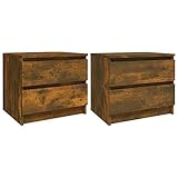 Genérico Wenjingqi 815823 Nachttisch, 2 Stück, Sperrholz, Eiche rauchfarben, 50 x 39 x 43,5 cm, Braun