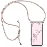 HongMan Handykette Handyhülle für Samsung Galaxy S7 Edge mit Band - Transparent Handy-Kette Handy Hülle mit Kordel zum Umhängen Handyanhänger Halsband Lanyard Case - Roségold